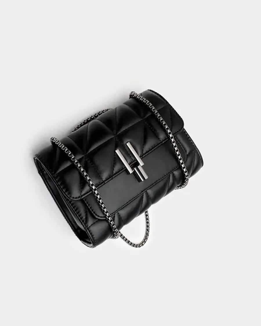 Bolsa Feminina de Ombro Preta Em Couro Clutch