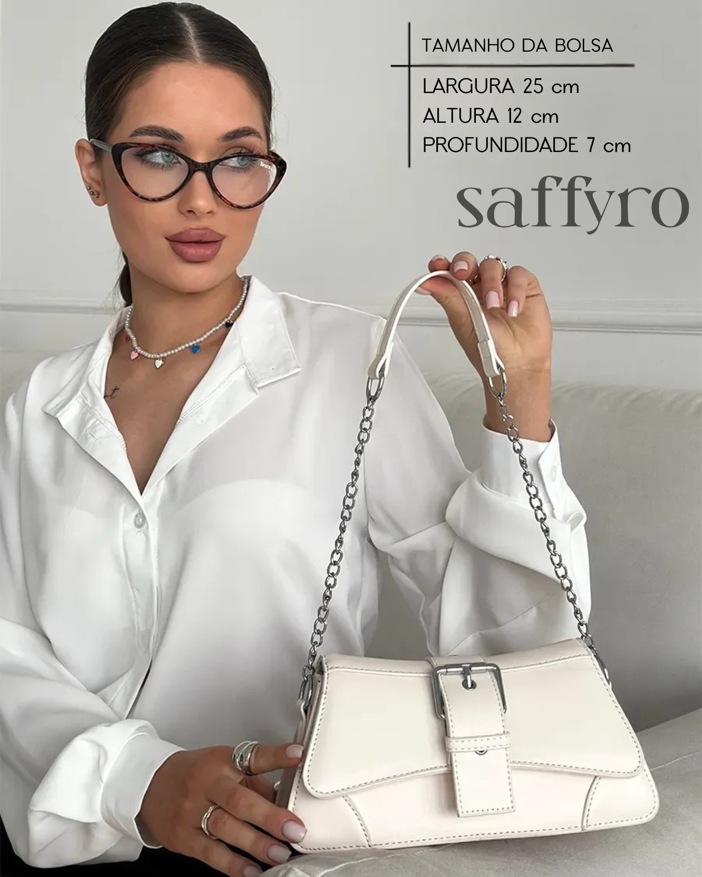 Bolsa Feminina em Couro Branca Betina