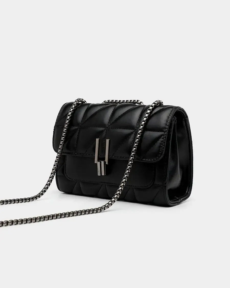 Bolsa Feminina de Ombro Preta Em Couro Clutch