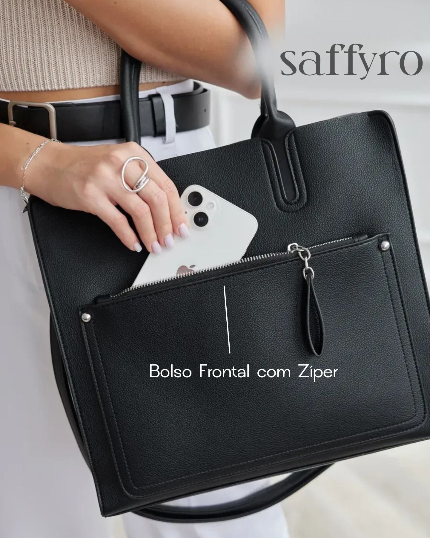 Bolsa Feminina De Couro Preta Claire