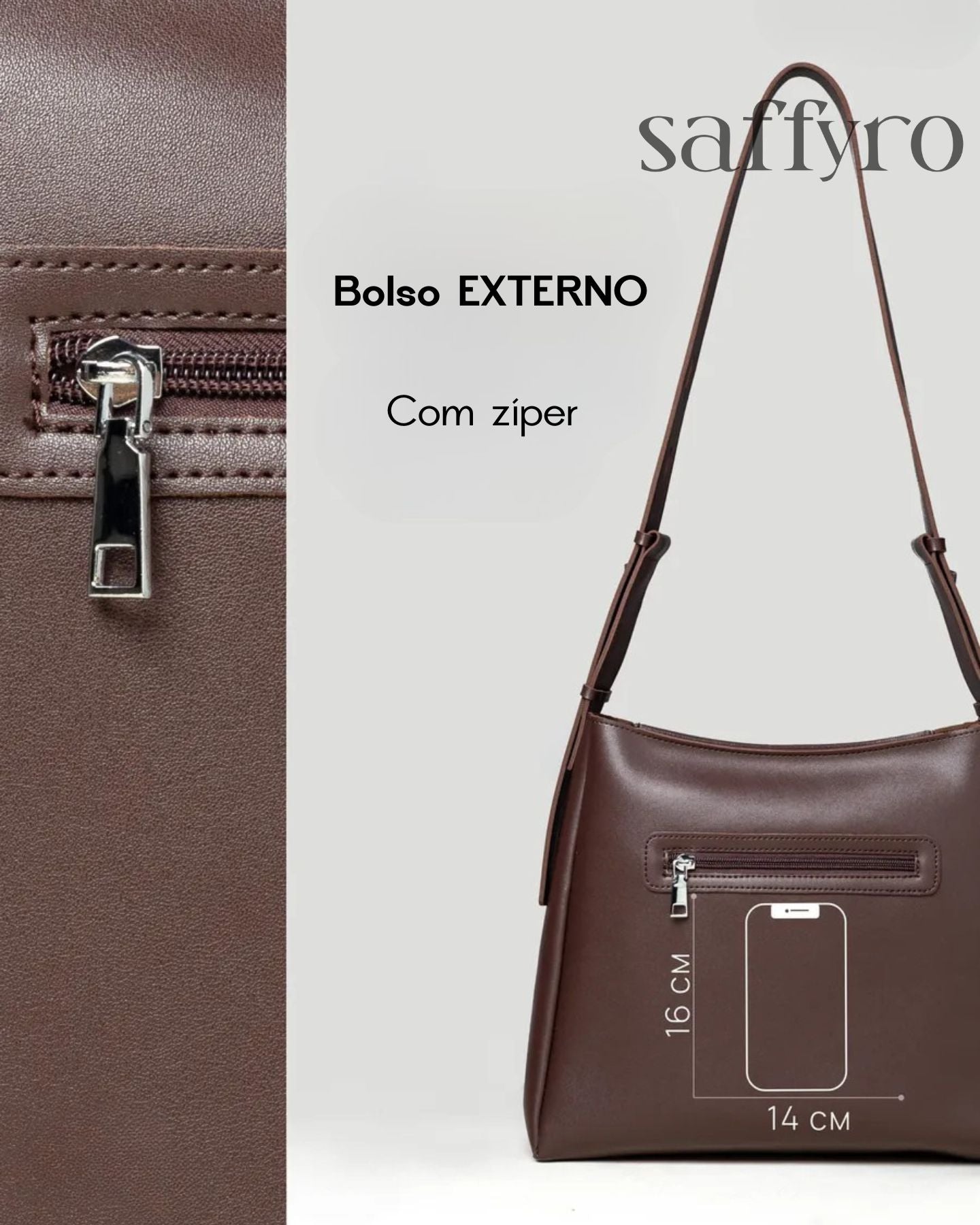 Bolsa Feminina de Couro Luiza Espaçosa com Bolsinha