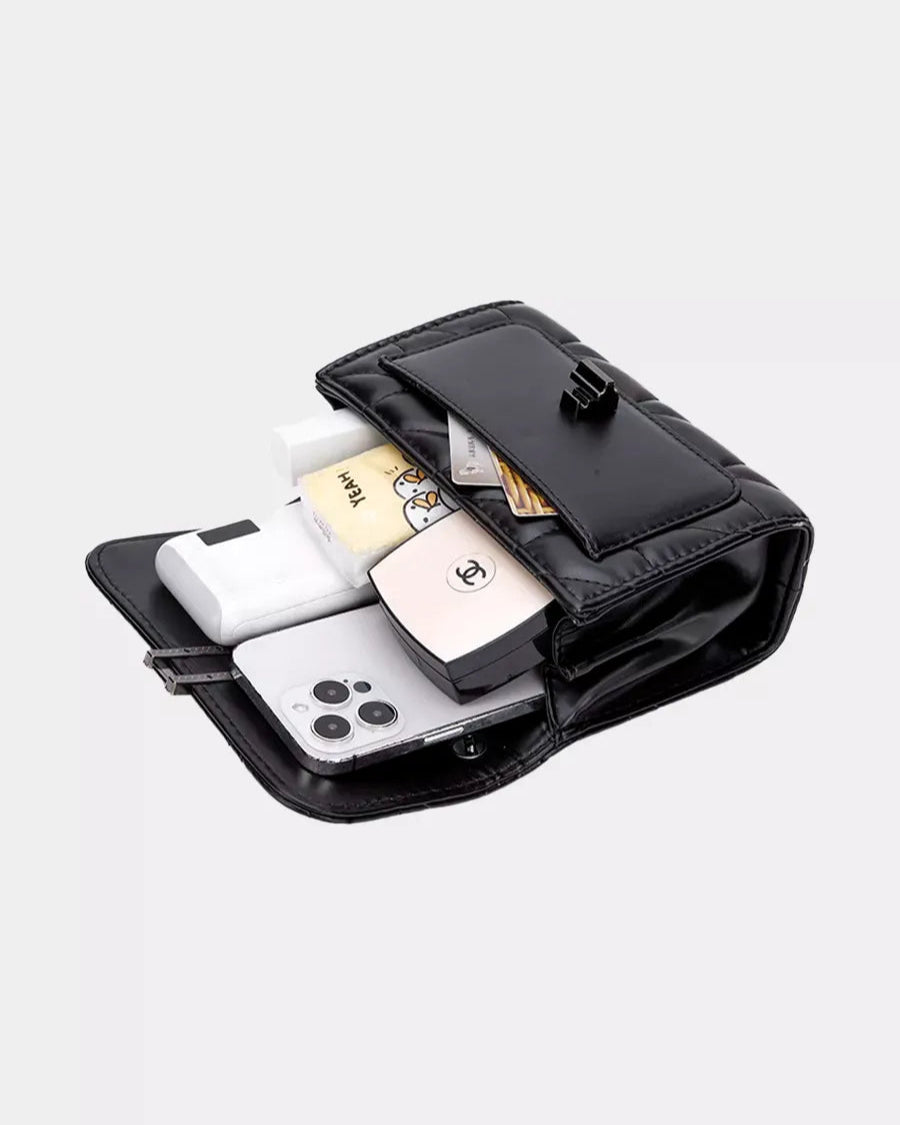 Bolsa Feminina de Ombro Preta Em Couro Clutch
