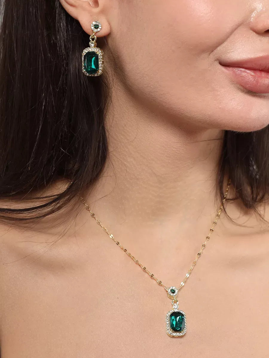 Conjunto Feminino Luxury Green Banhado Ouro 18K