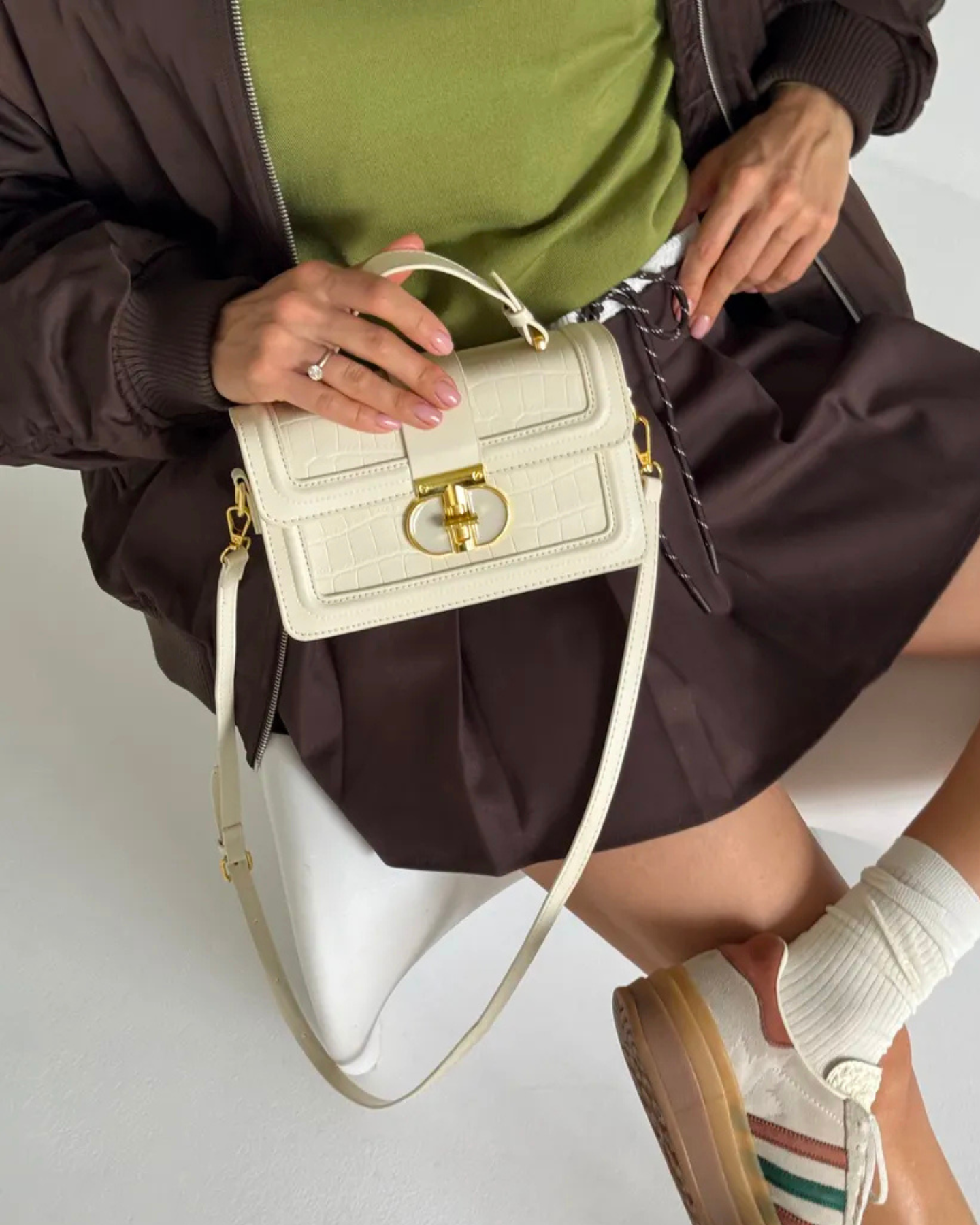 Bolsa Feminina Branca De Couro Legítimo Beneva