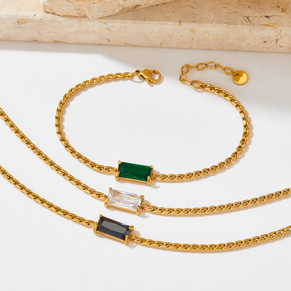 Pulseira Feminina Dourada Trançada com Cristal