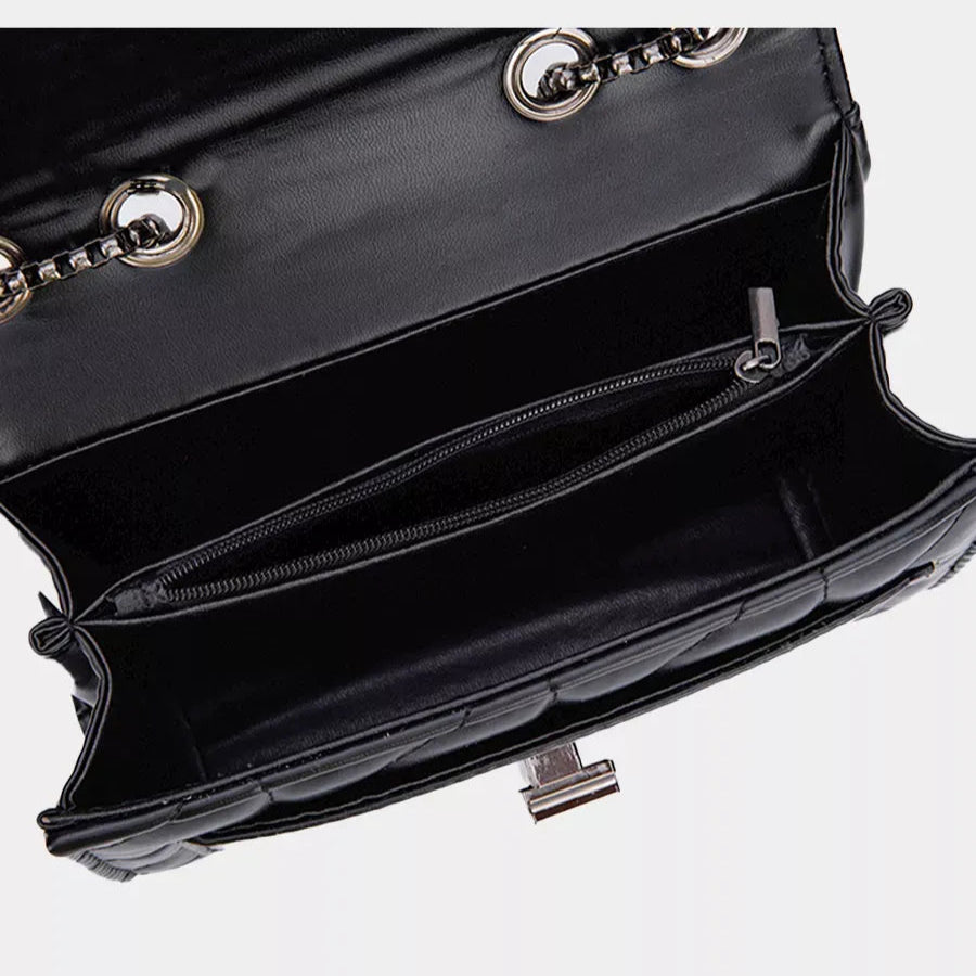 Bolsa Feminina de Ombro Preta Em Couro Clutch