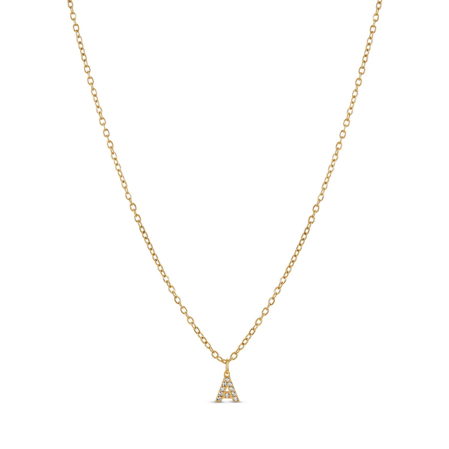 Colar Saffy Inicial Cravejado Banhado Ouro 18K