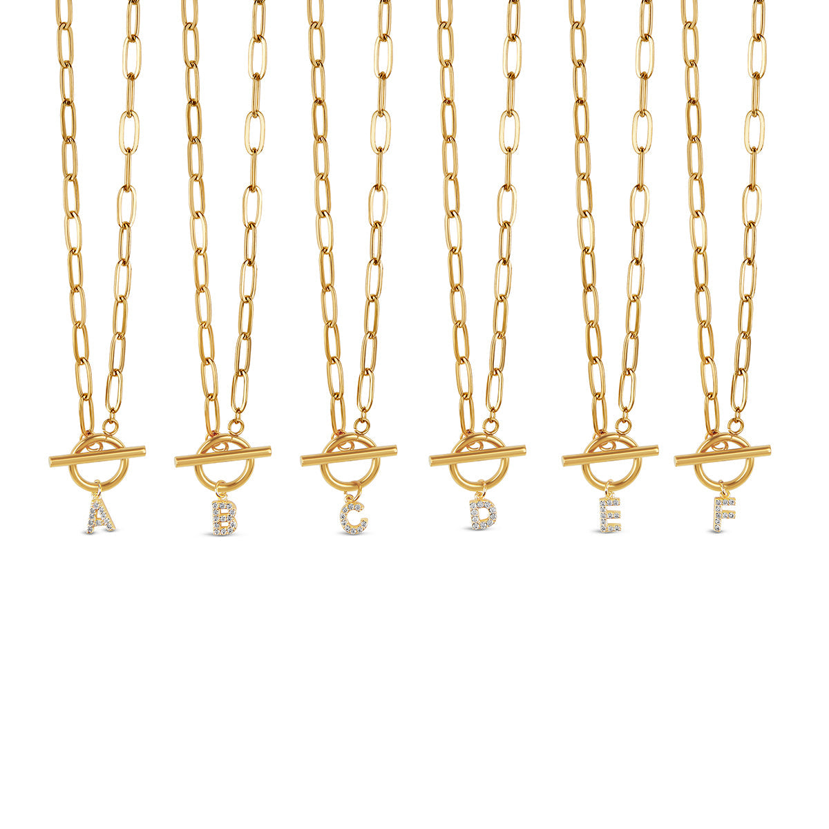 Colar Inicial Toggle Banhado Ouro 18K