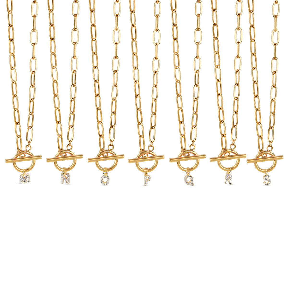 Colar Inicial Toggle Banhado Ouro 18K