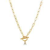 Colar Inicial Toggle Banhado Ouro 18K