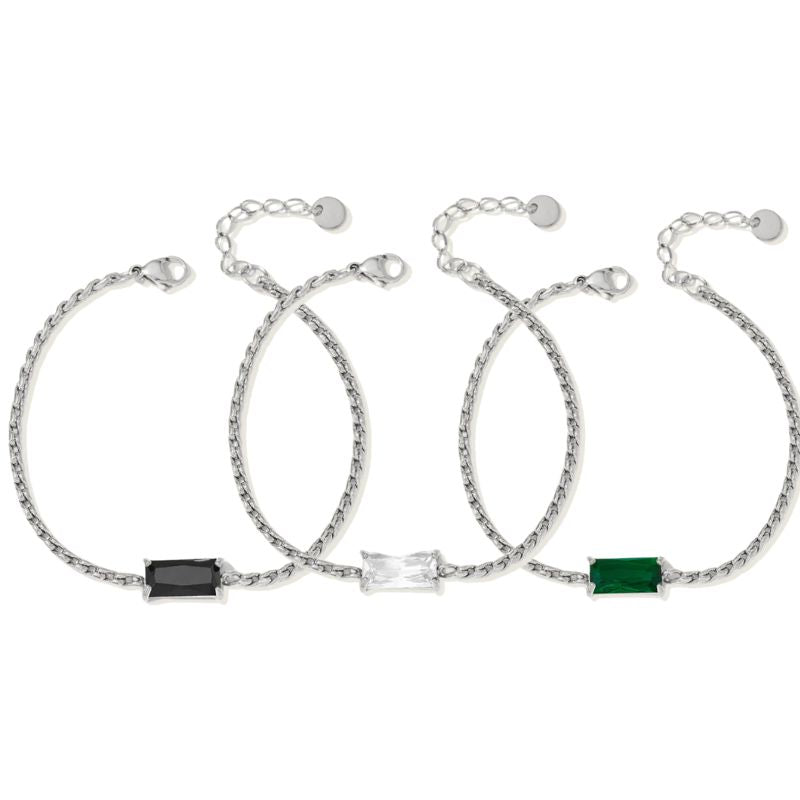 Pulseira Feminina Prata Trançada com Cristal