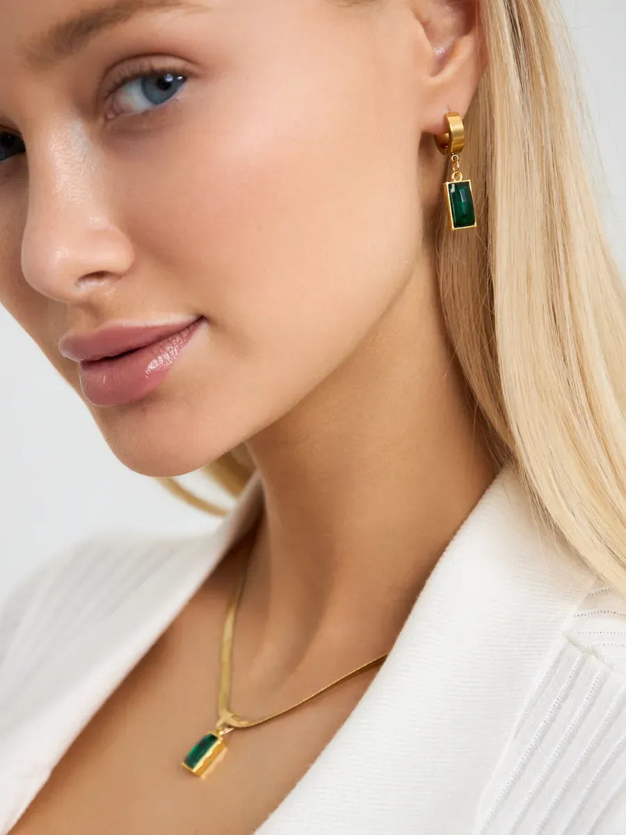Conjunto Feminino Premium Colar e Brincos com Esmeralda