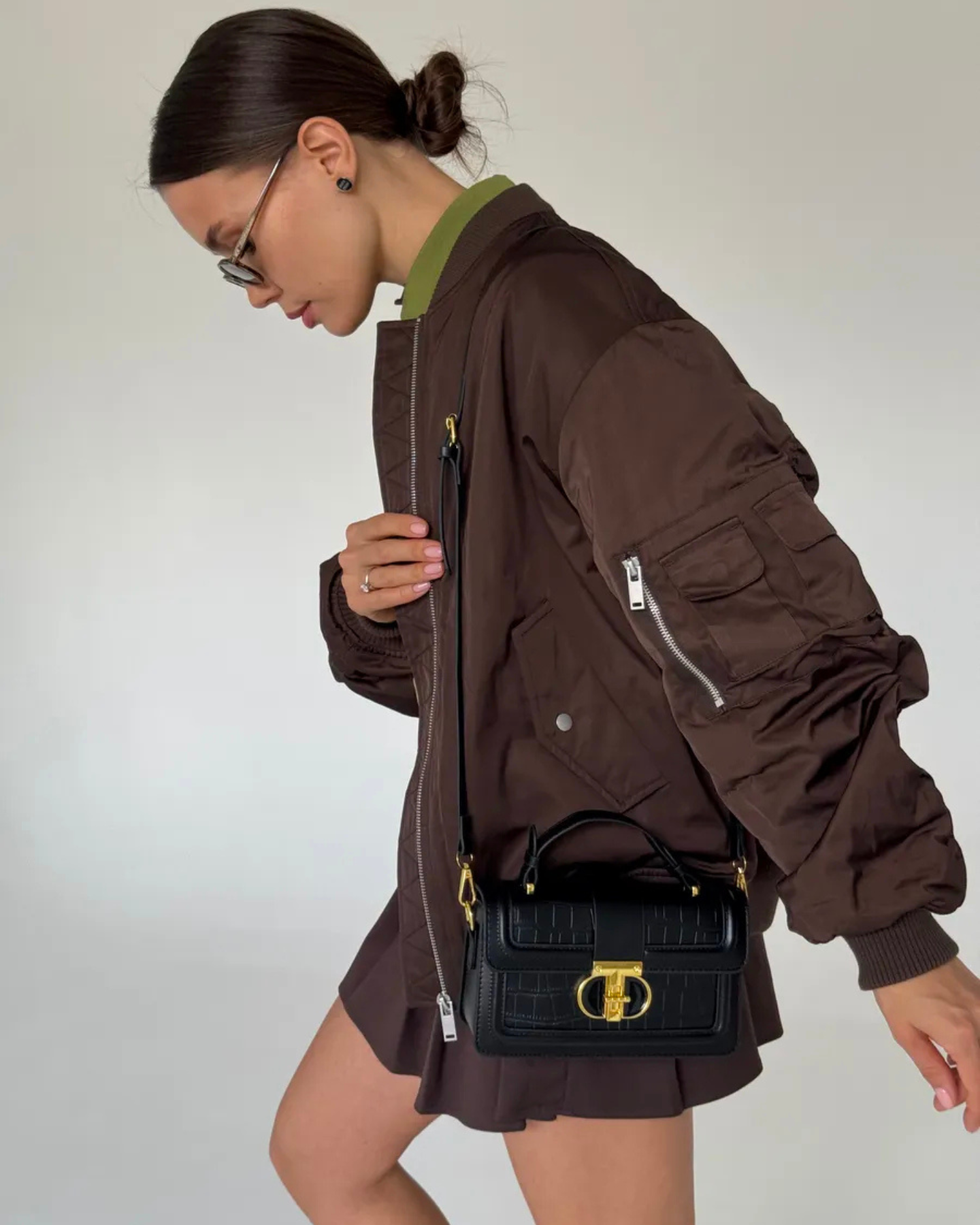 Bolsa Feminina Pequena Preta Flosé De Couro Legítimo