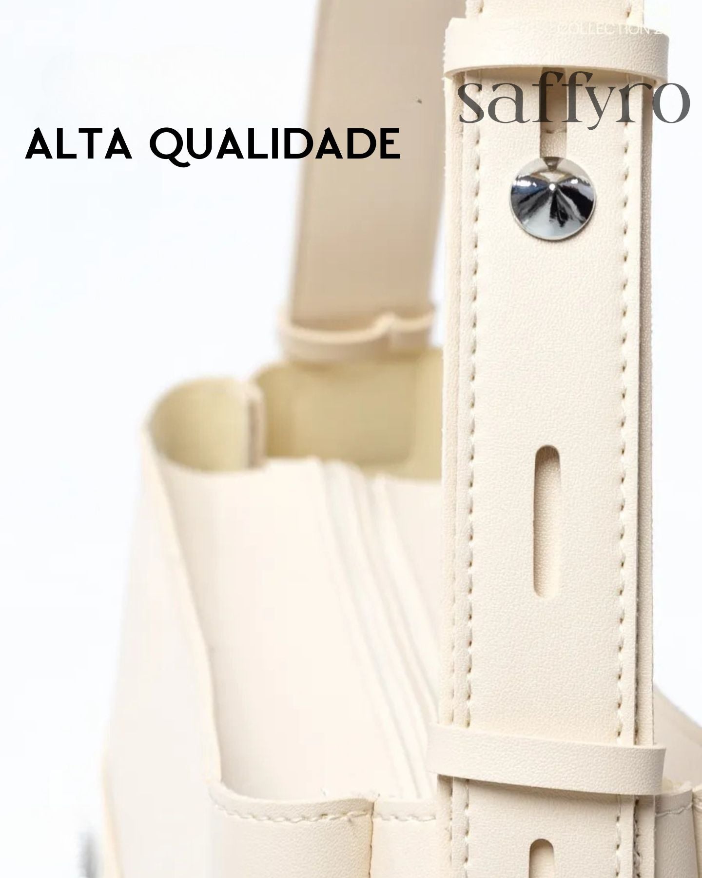 Bolsa Feminina Branca de Couro Luiza Espaçosa com Bolsinha