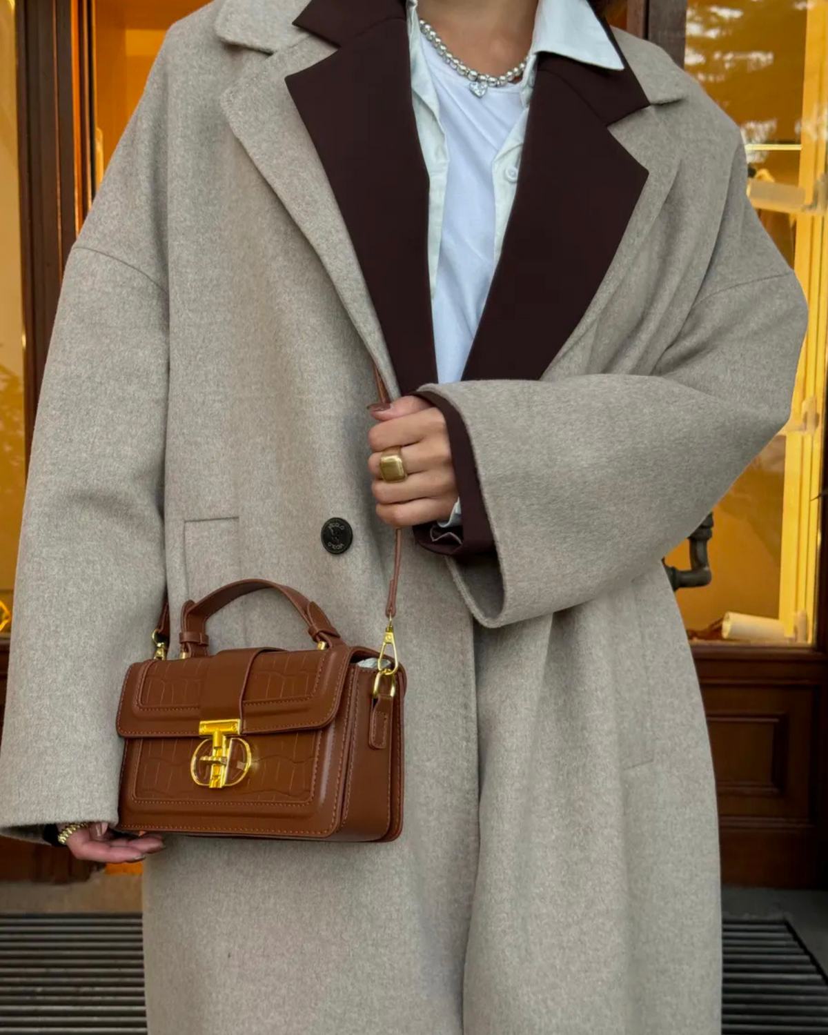 Bolsa Feminina Marrom Couro Torté