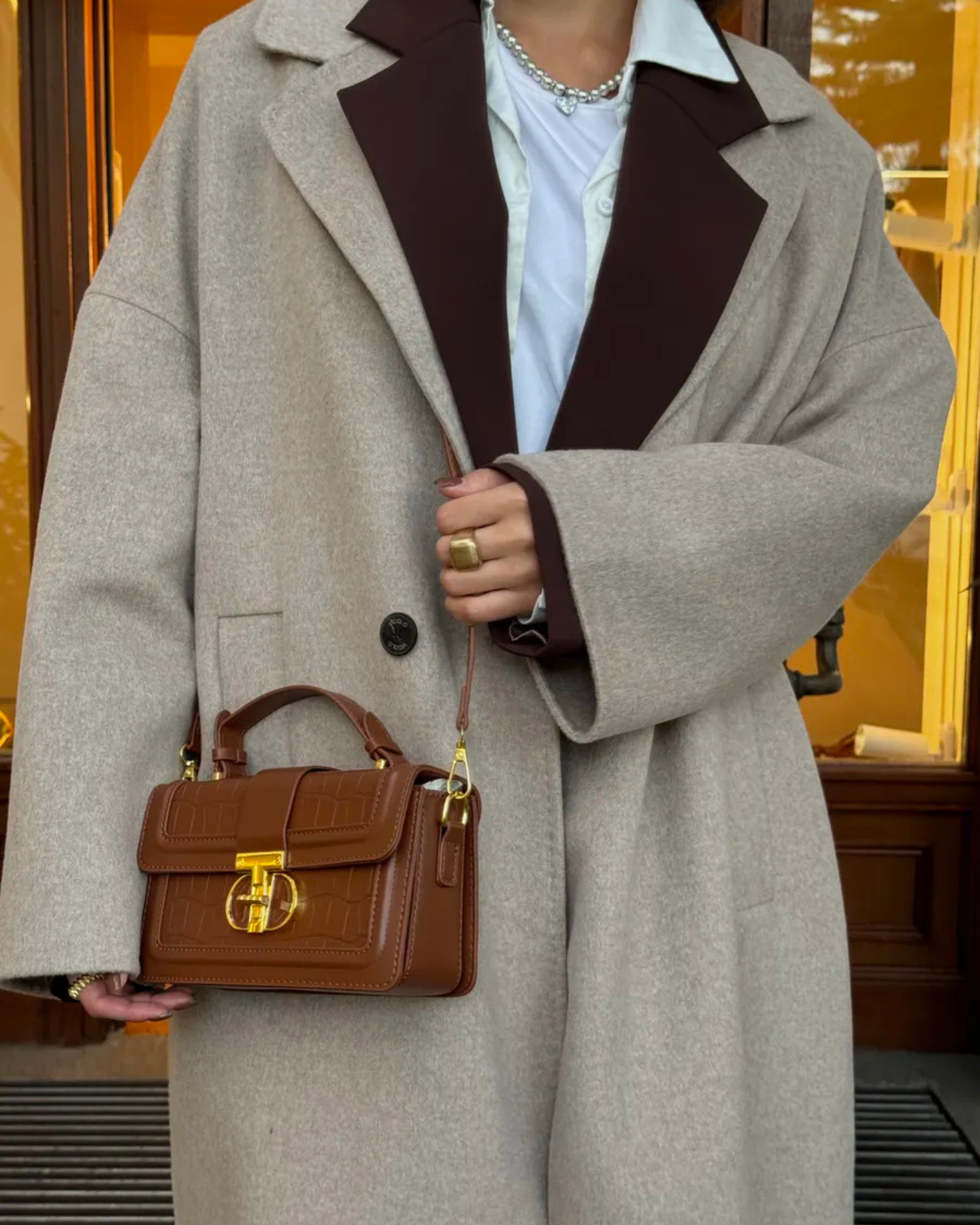 Bolsa Feminina Marrom Couro Torté