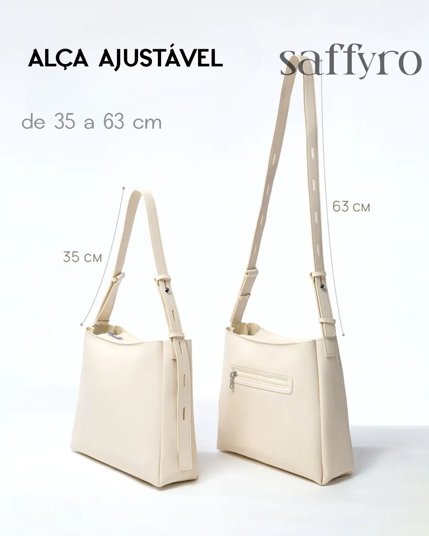 Bolsa Feminina Branca de Couro Luiza Espaçosa com Bolsinha