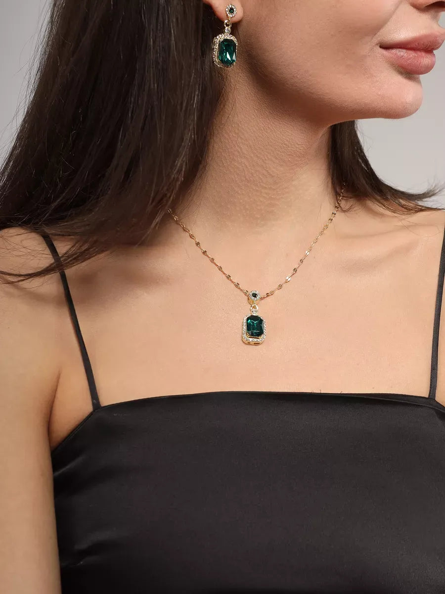 Conjunto Feminino Luxury Green Banhado Ouro 18K