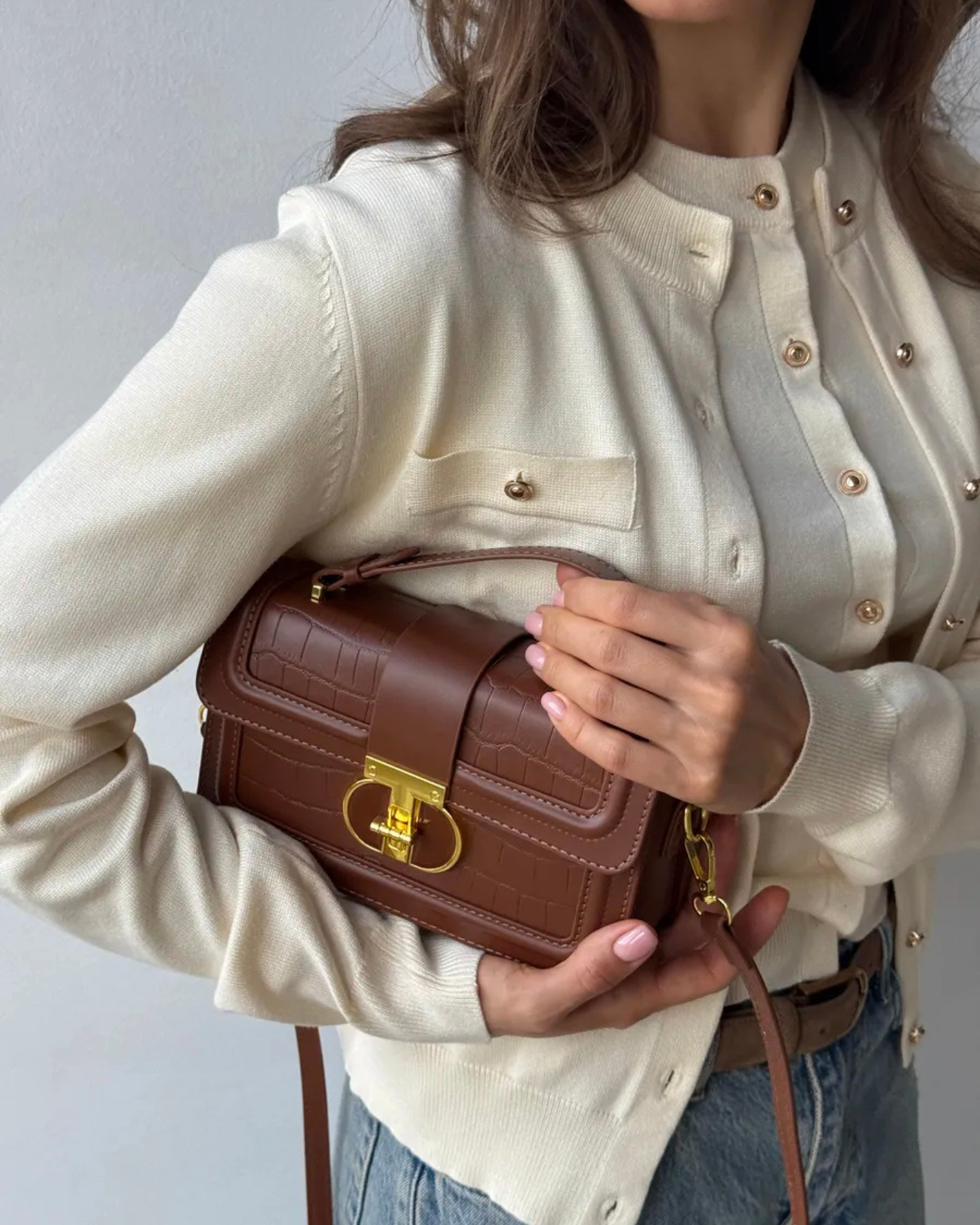 Bolsa Feminina Marrom Couro Torté