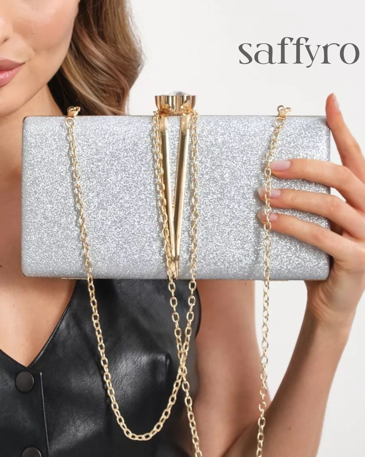 Bolsa Feminina Clutch Liage Brilhante Retangular Para Festa
