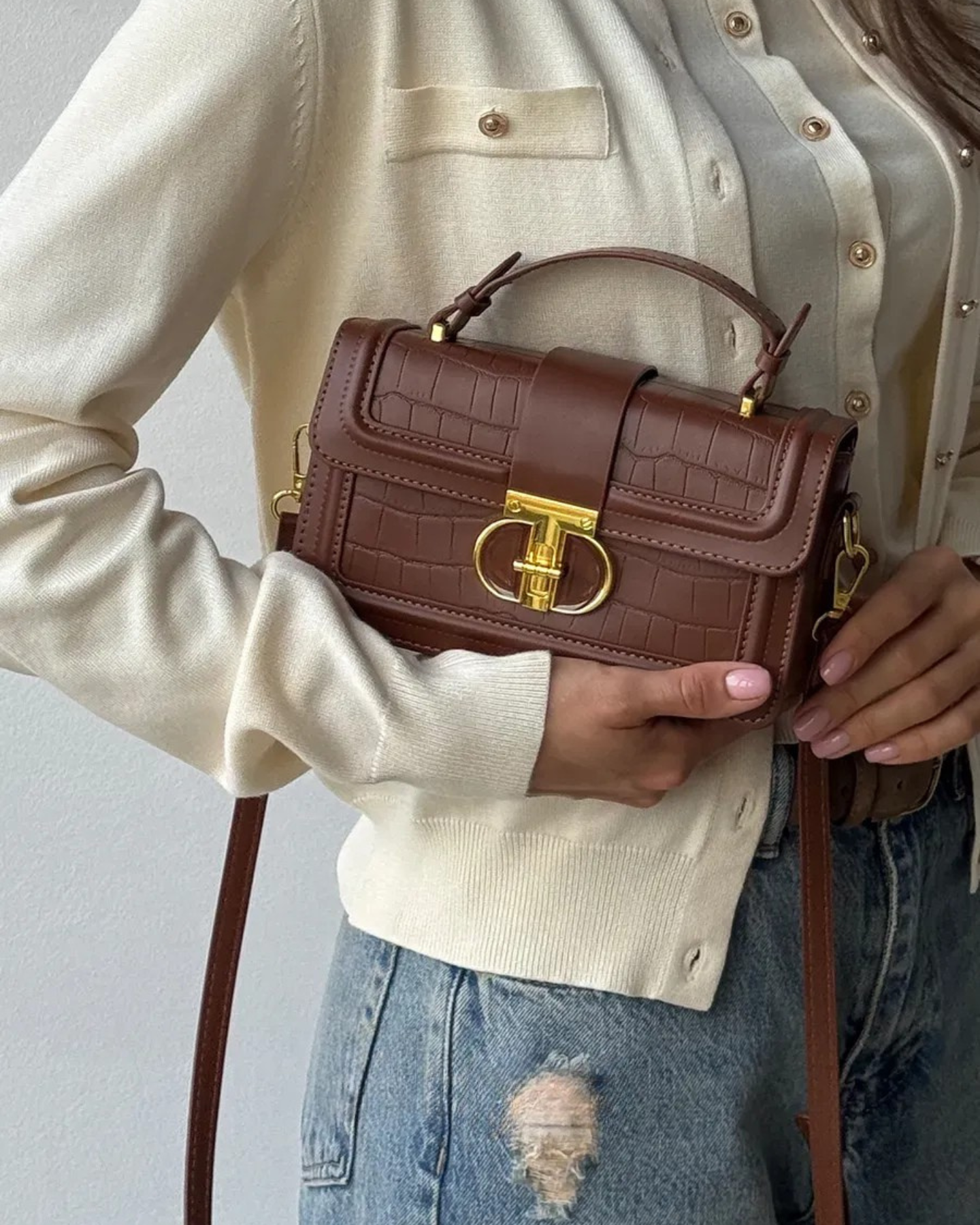 Bolsa Feminina Marrom Couro Torté