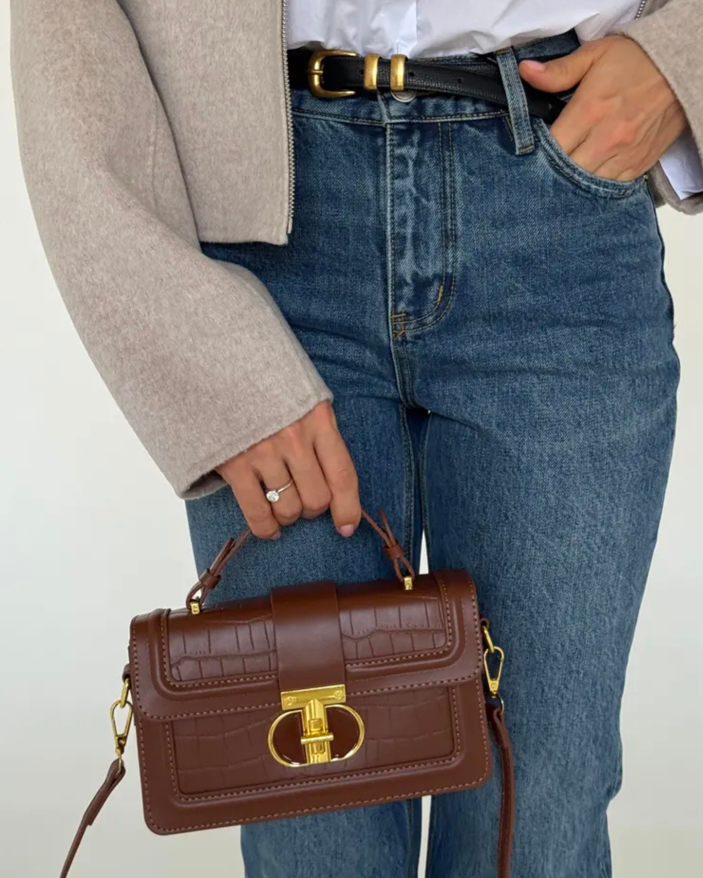 Bolsa Feminina Marrom Couro Torté