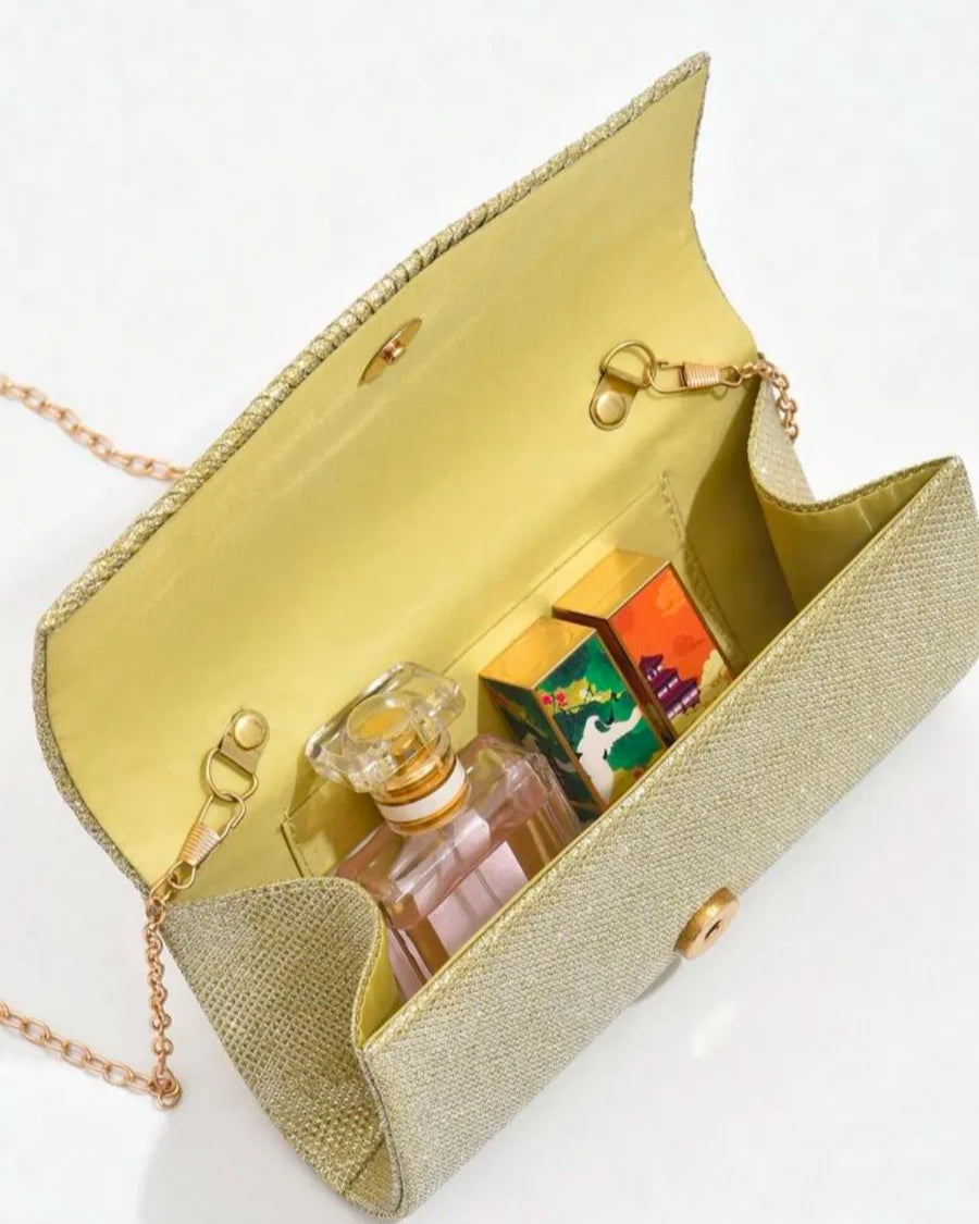 Bolsa Feminina Clutch para Noites Brilhante com corrente