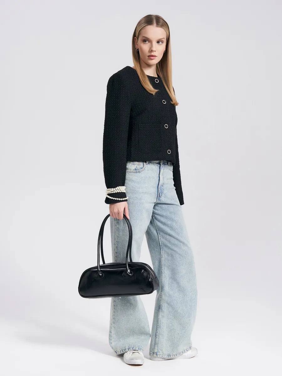 Bolsa feminina baguete longa Cloé couro legitimo