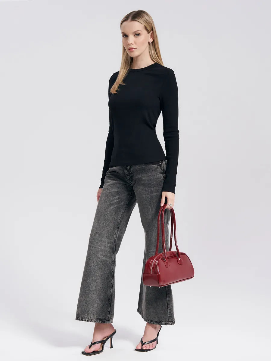 Bolsa feminina baguete longa Cloé couro legitimo