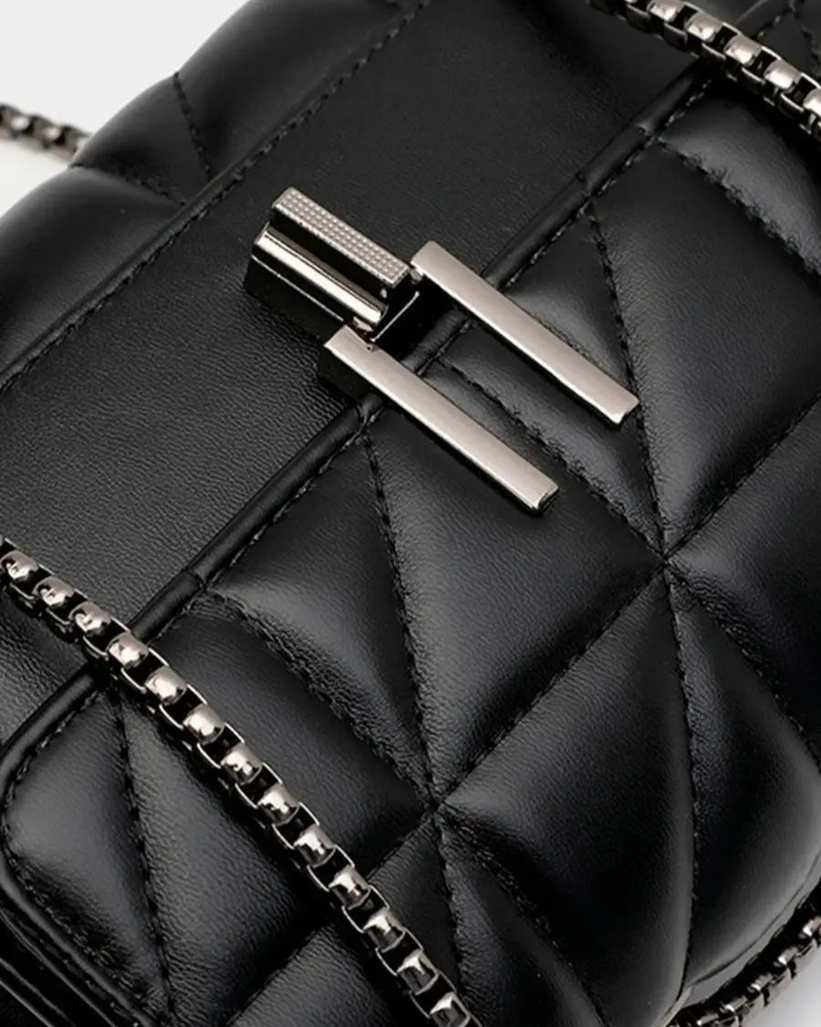 Bolsa Feminina de Ombro Preta Em Couro Clutch