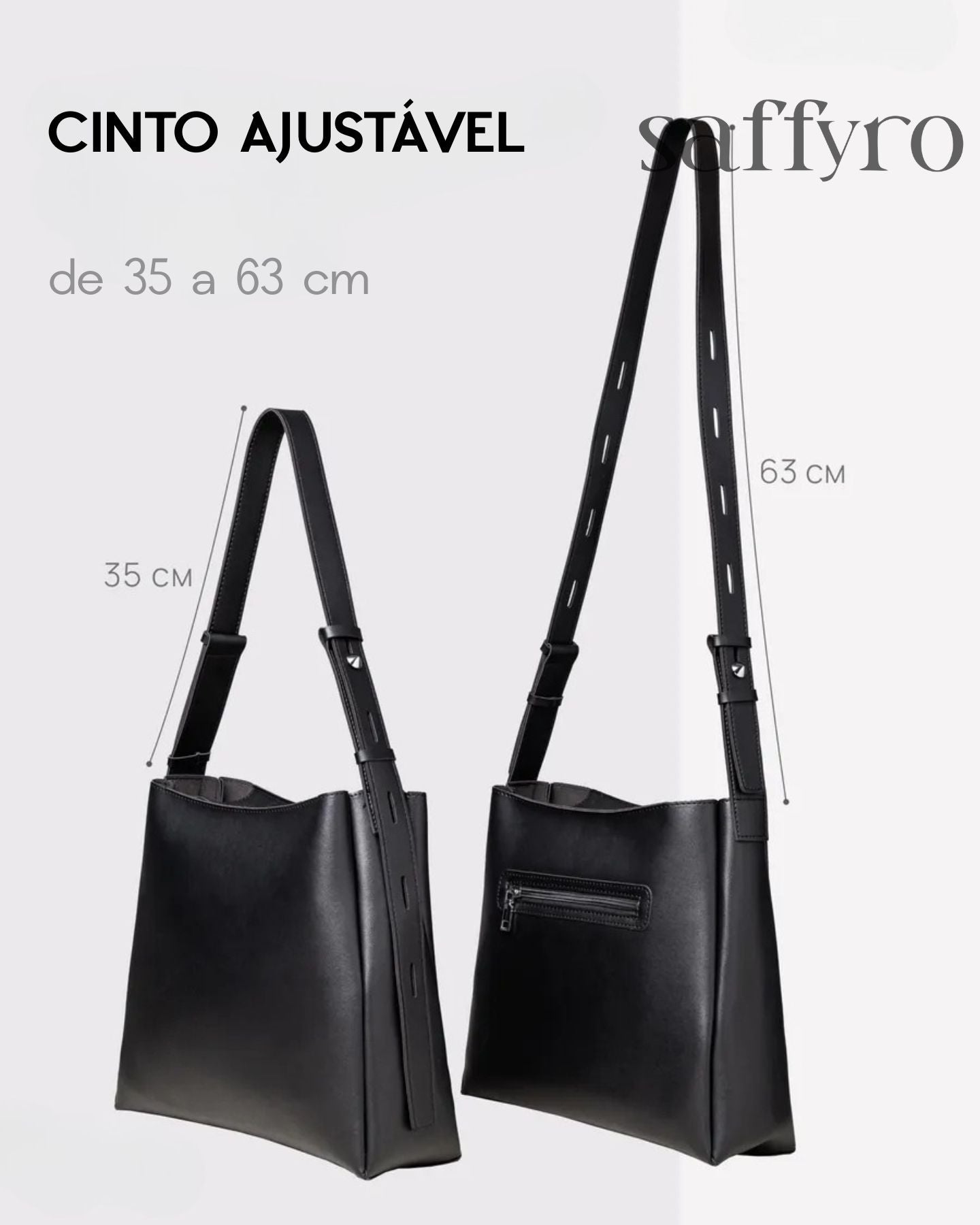 Bolsa Feminina Preta de Couro Luiza Espaçosa com Bolsinha