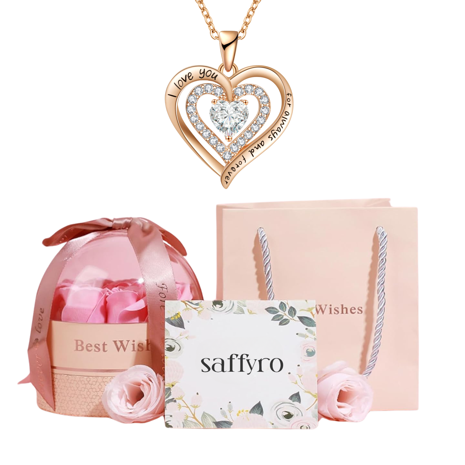 Colar Mãe Eu Te Amo - Caixa Especial com Urso e Rosa Eterna