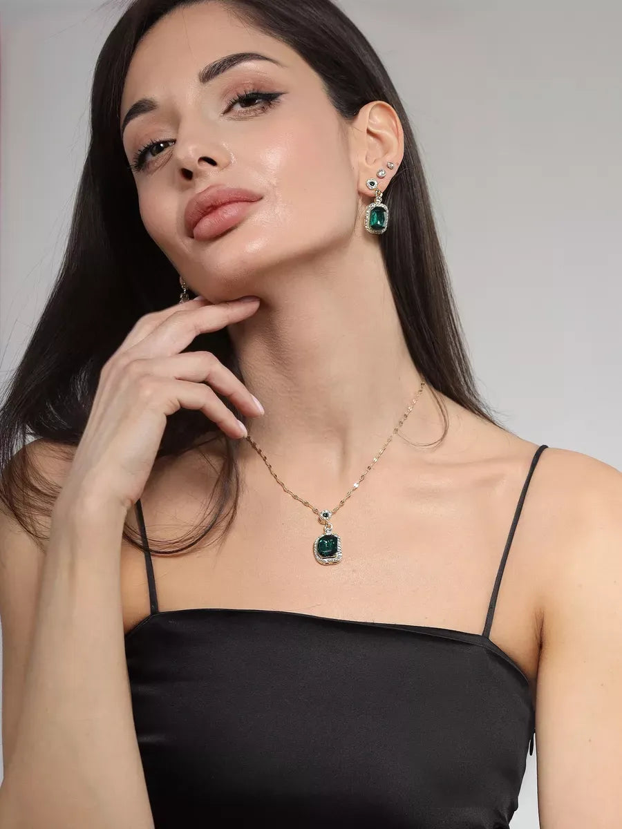Conjunto Colar e Brinco Esmeralda Greed