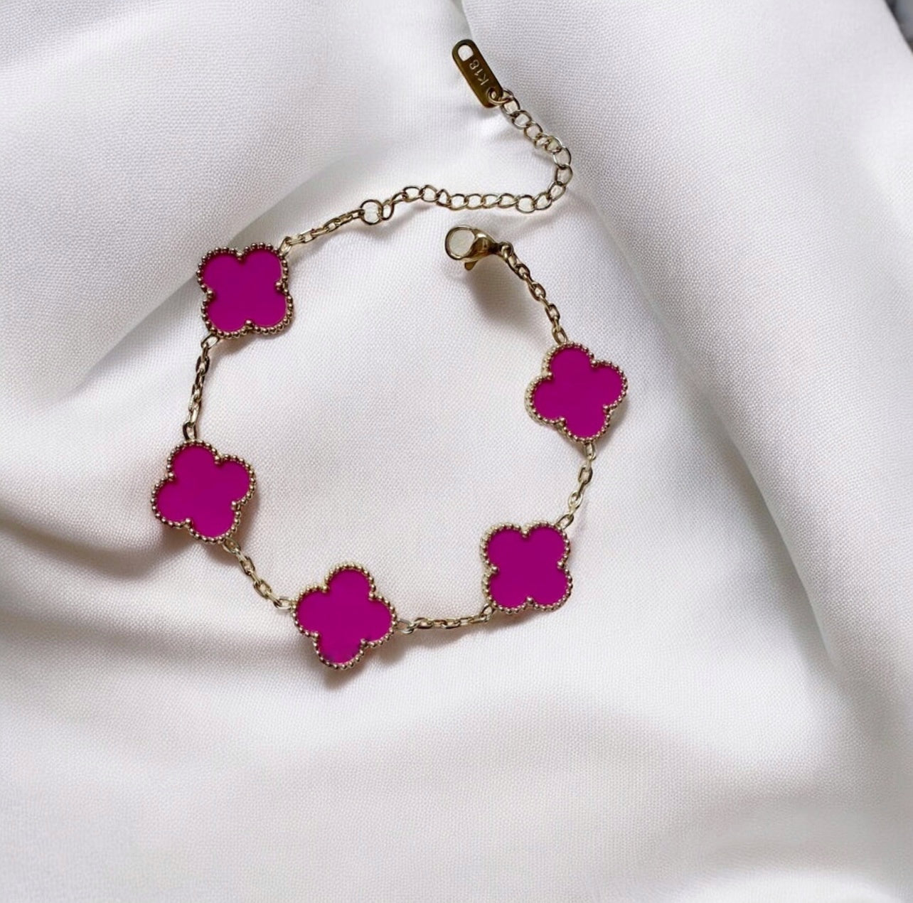 Pulseira Feminina Trevo Mini Dourada