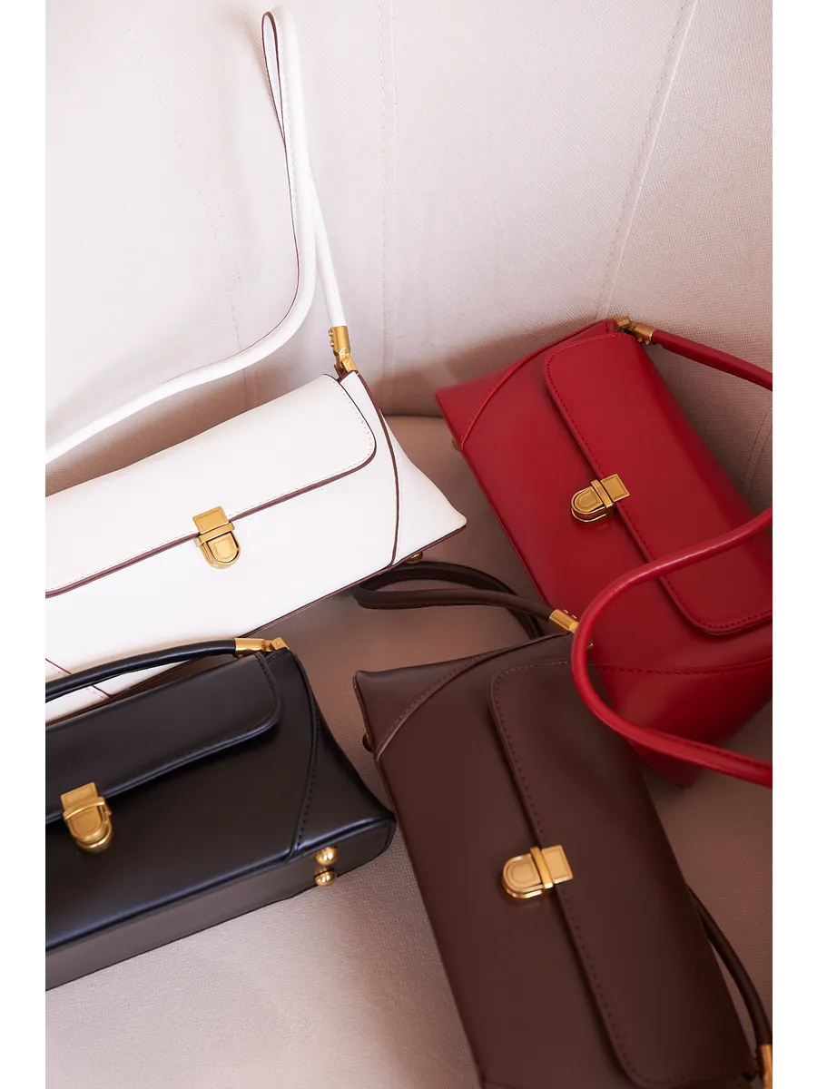 Bolsa Feminina Baguete Couro legitimo Marron Fashion Londres