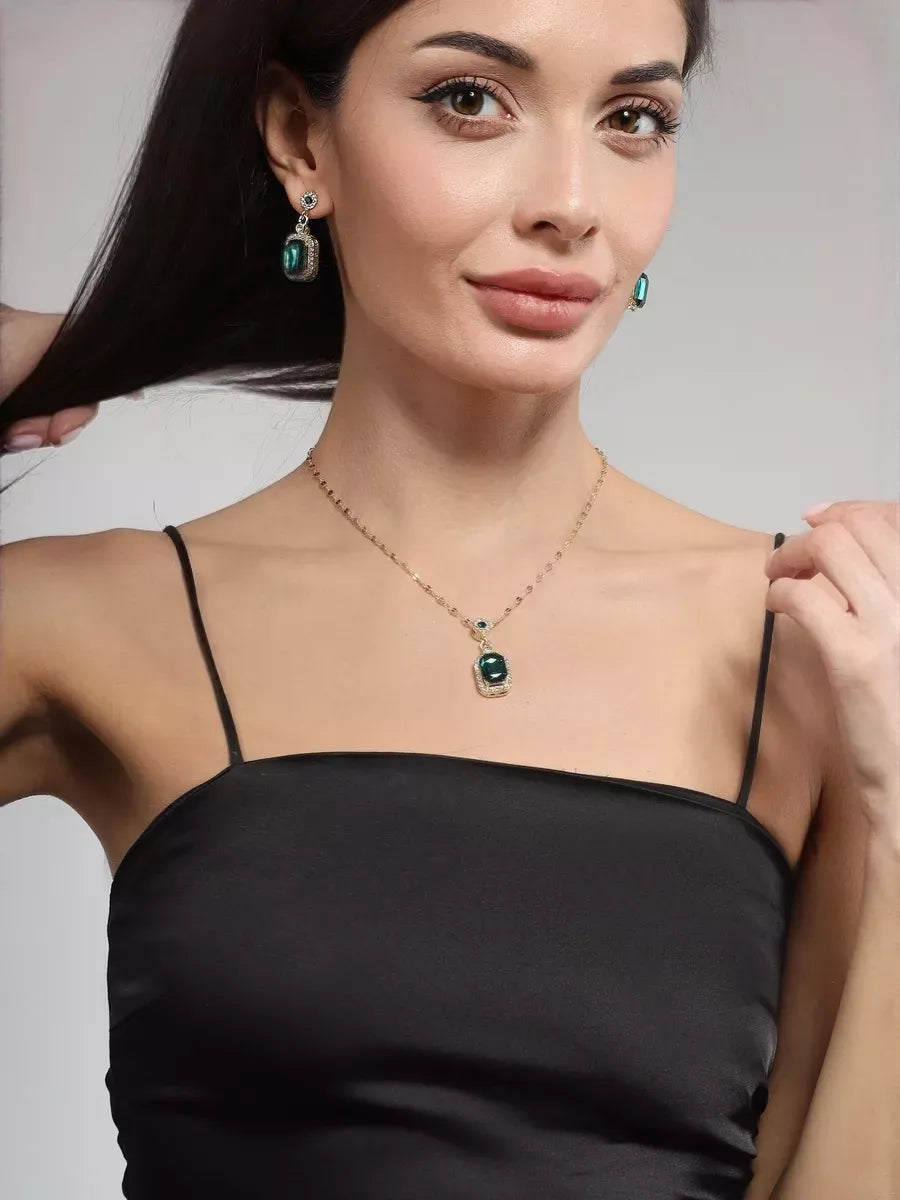 Conjunto Colar e Brinco Esmeralda Greed