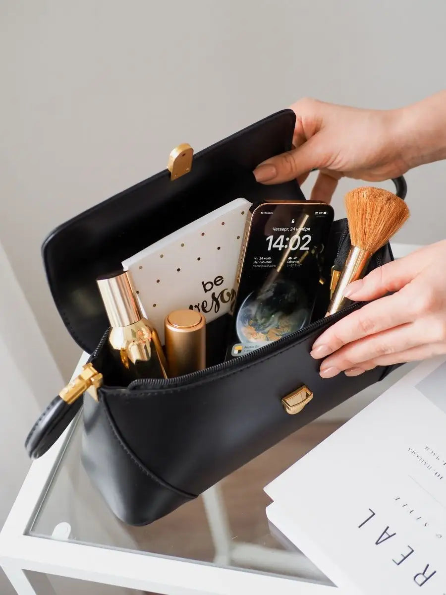 Bolsa Feminina Baguete Couro legitimo Preta Fashion Londres