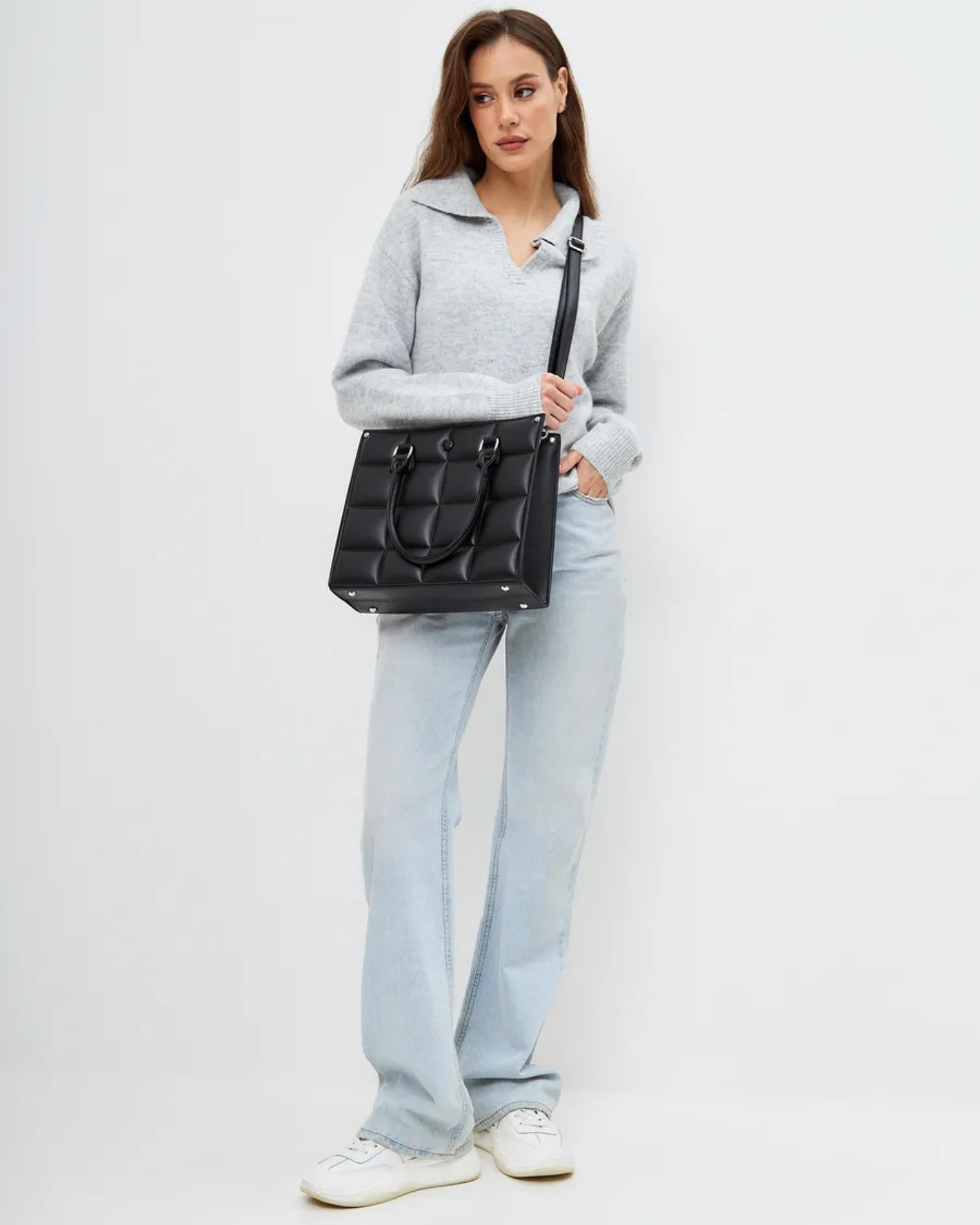 Bolsa Feminina De Couro Legítimo Preta Class
