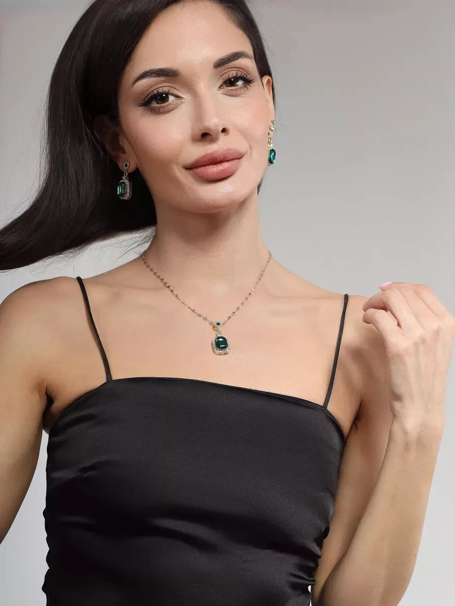 Conjunto Colar e Brinco Esmeralda Greed