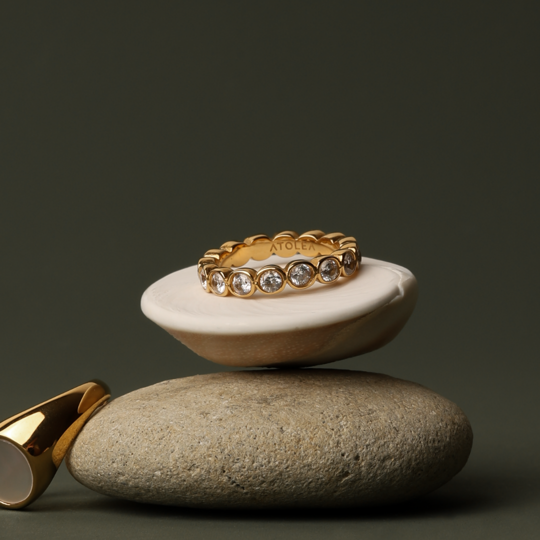 Anel Esferas Diamond Banhado Ouro 18K (Verificar os tamanhos)