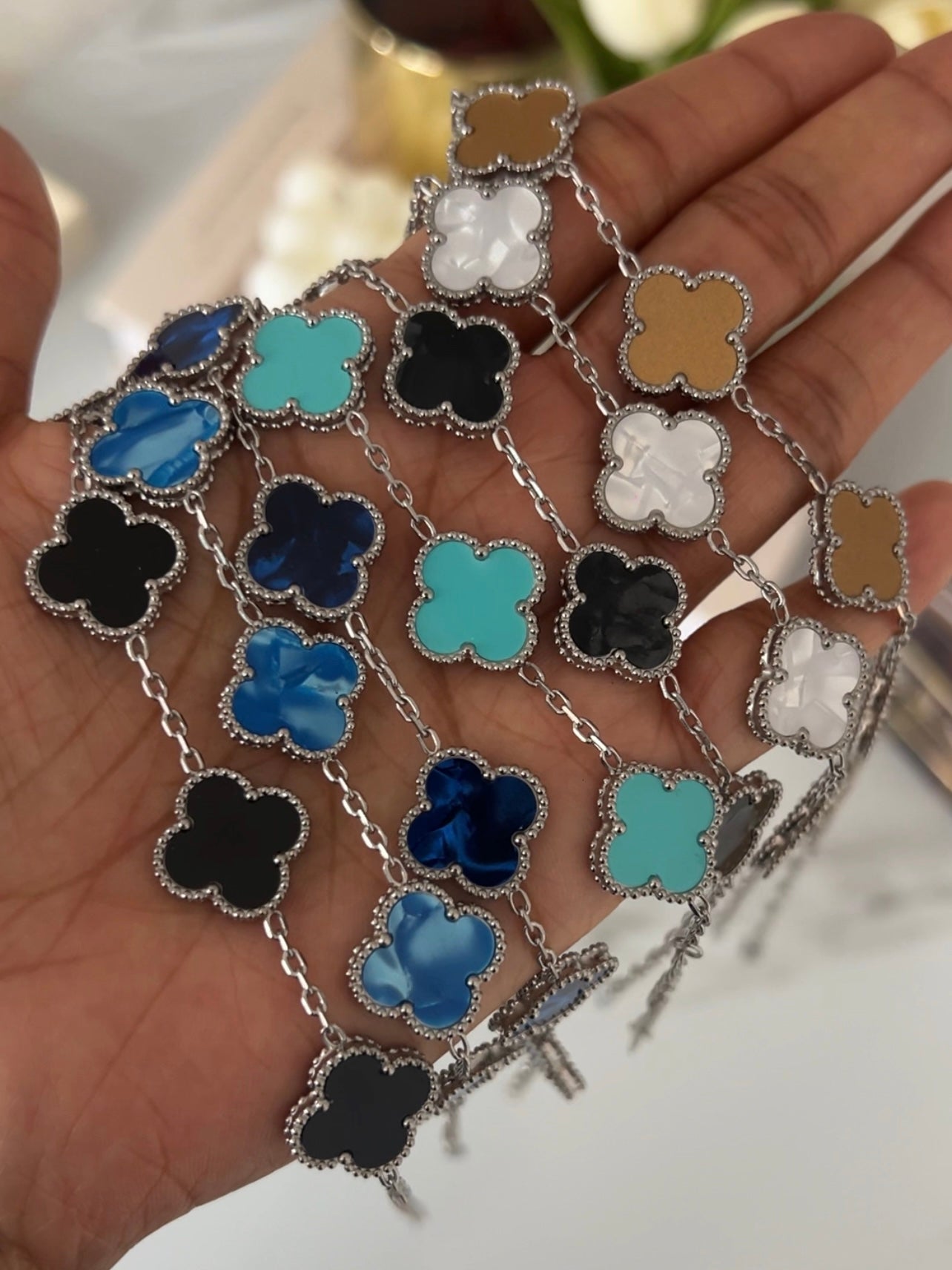 Pulseira Feminina Trevo Mini Prata