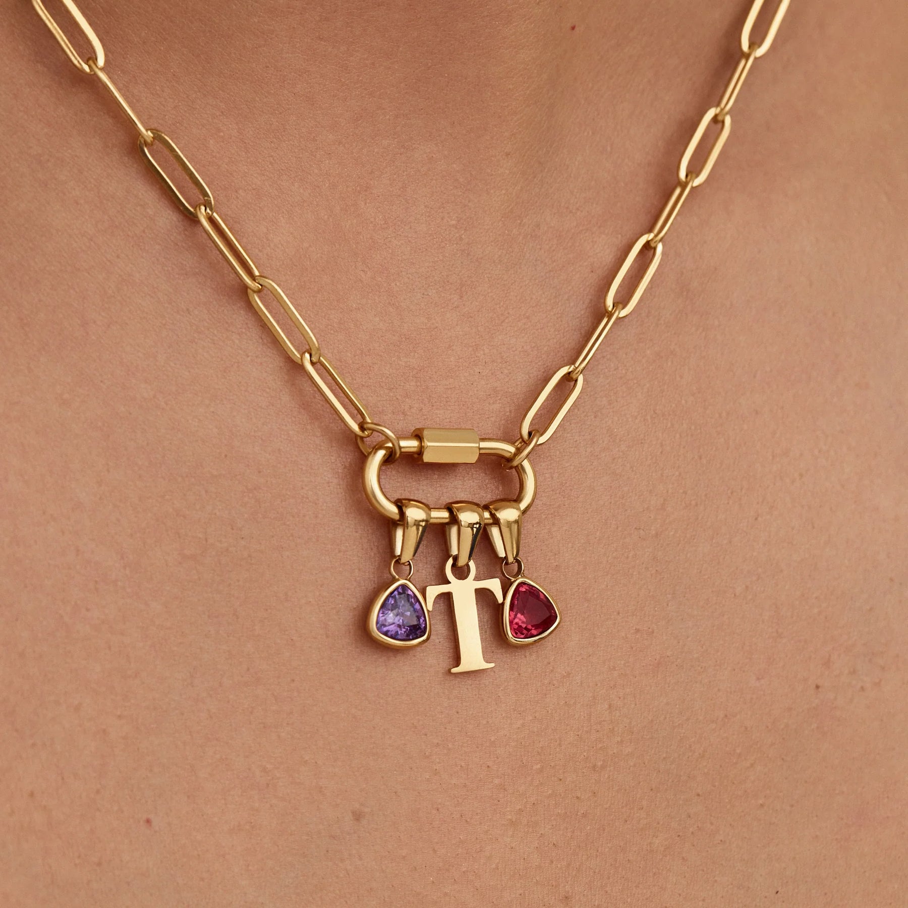 Colar Personalizado com Letra e Pedra de Nascimento