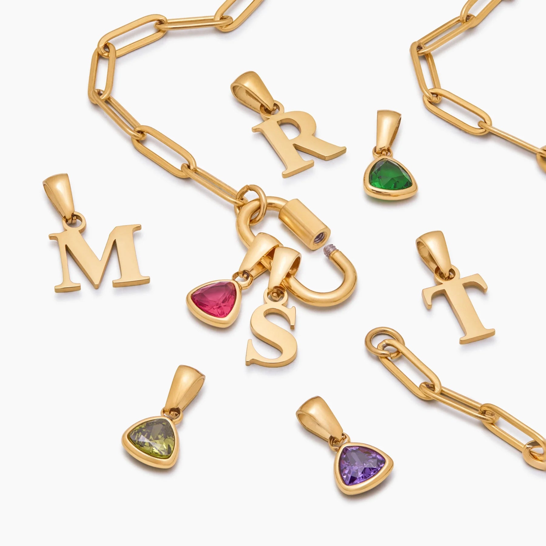 Colar Personalizado com Letra e Pedra de Nascimento