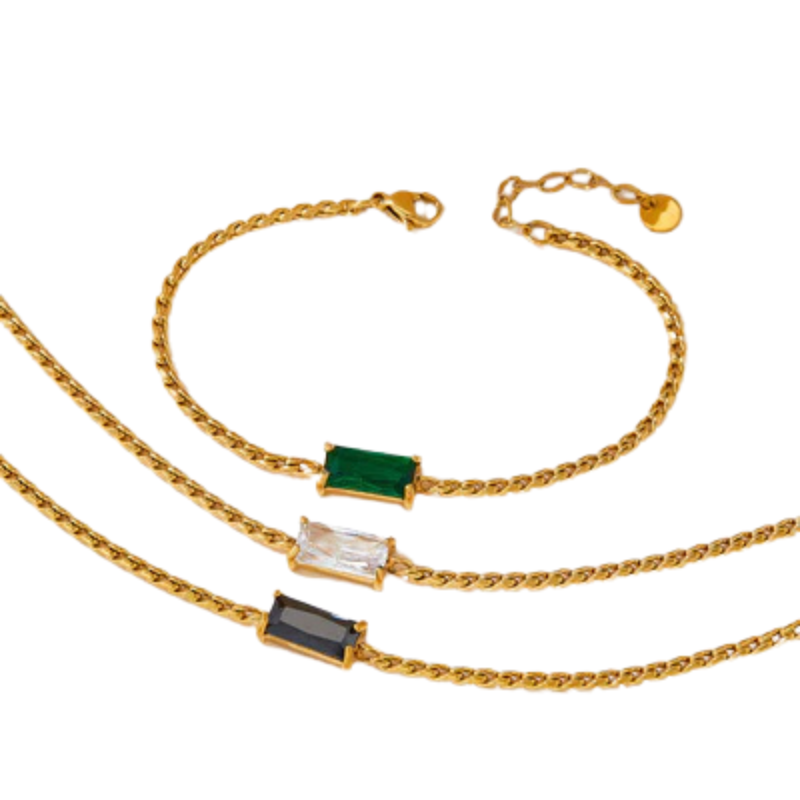 Pulseira Feminina Dourada Trançada com Cristal