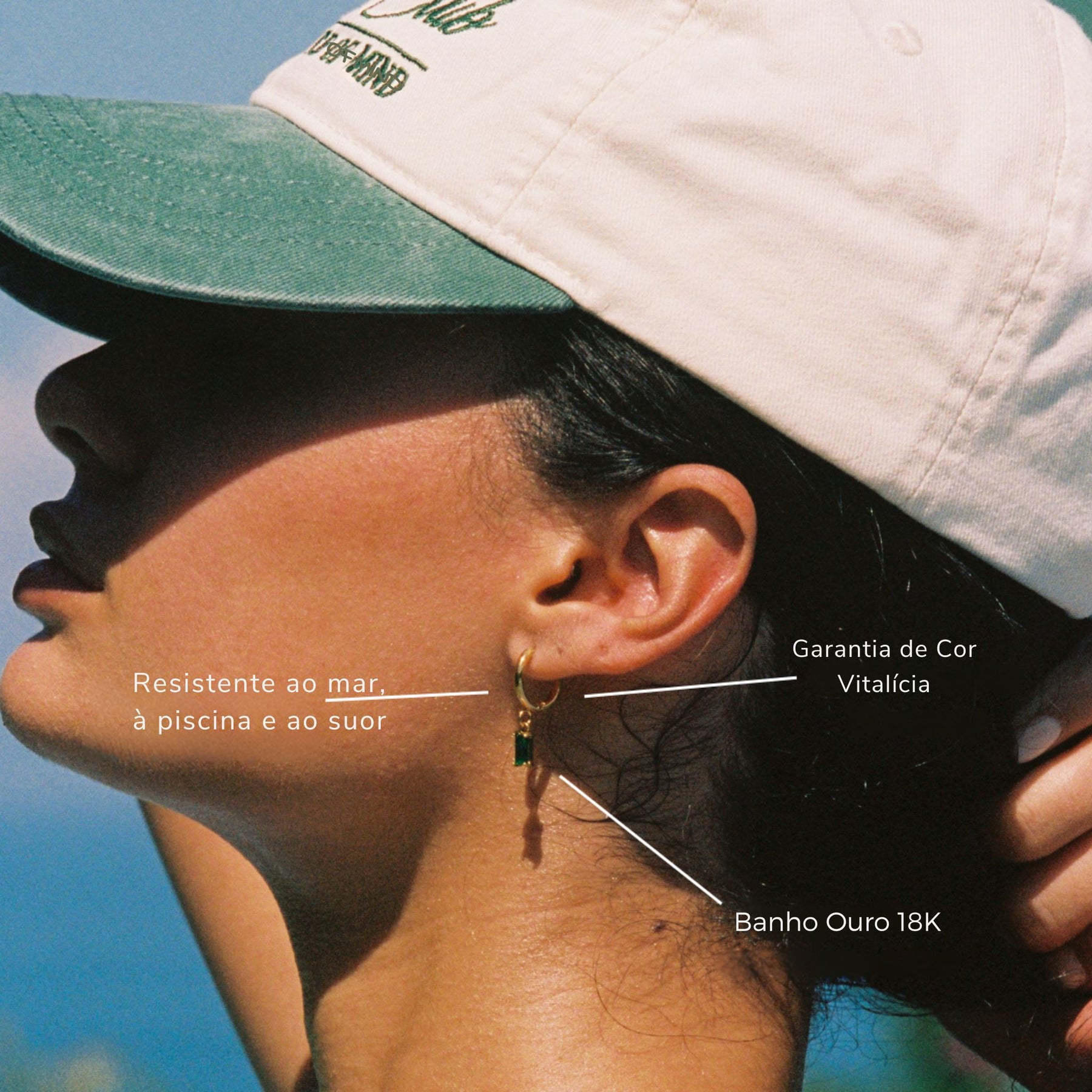 Brincos Sea Esmeralda Banhado Ouro 18K