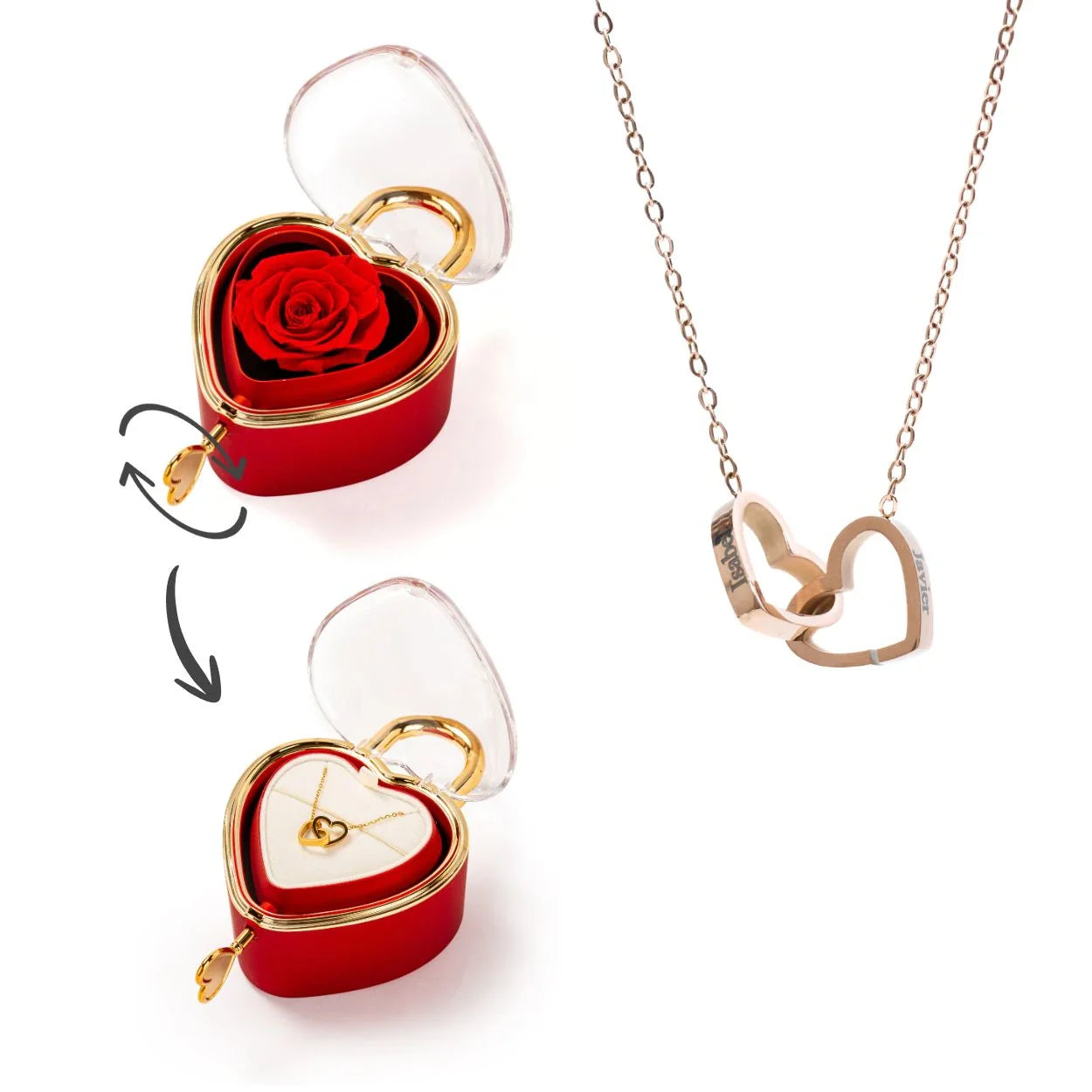 Colar Ligação Eterno Personalizável com Caixa Rotativa Amor Eterno