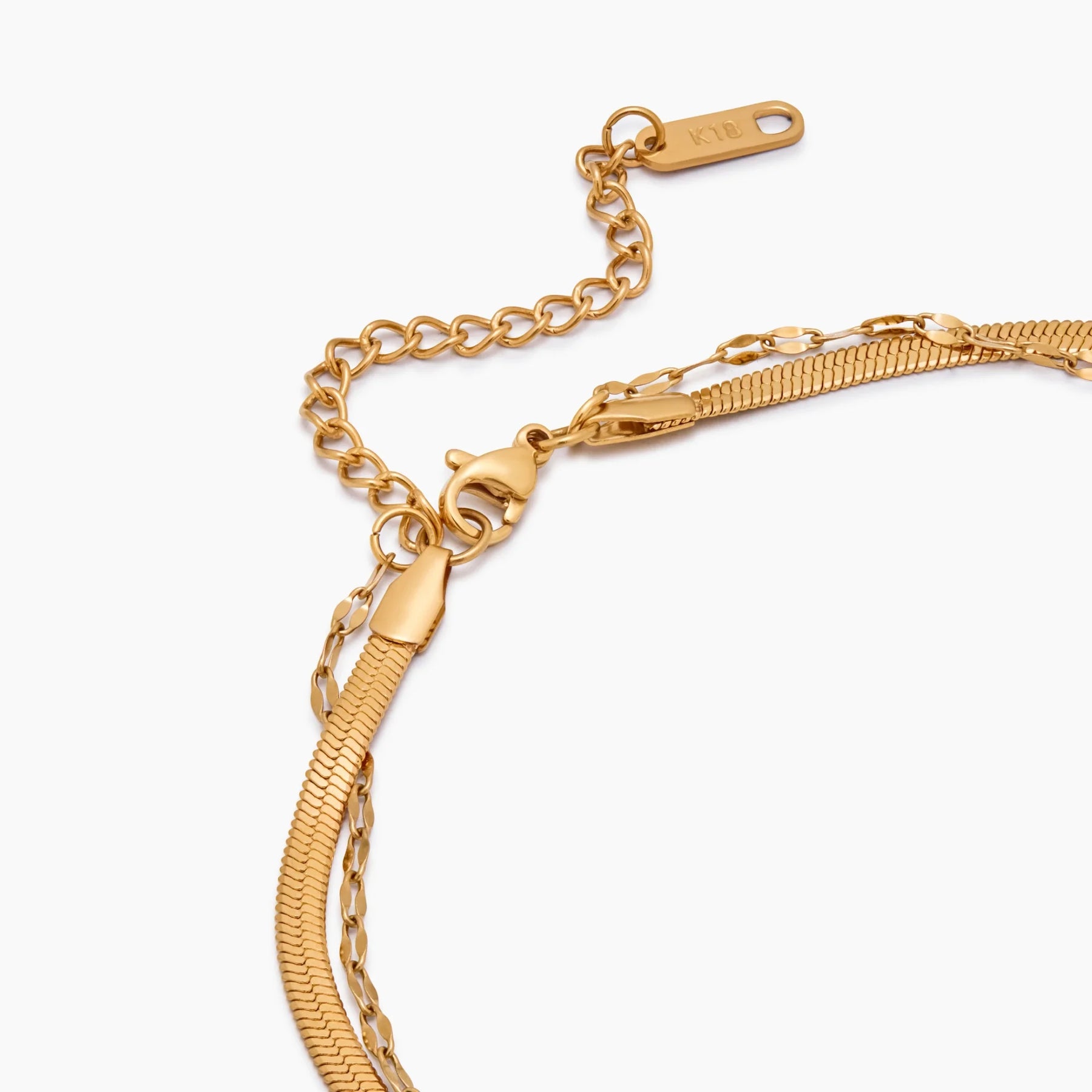 Colar em Camadas Snake e Elos Banhado Ouro 18K
