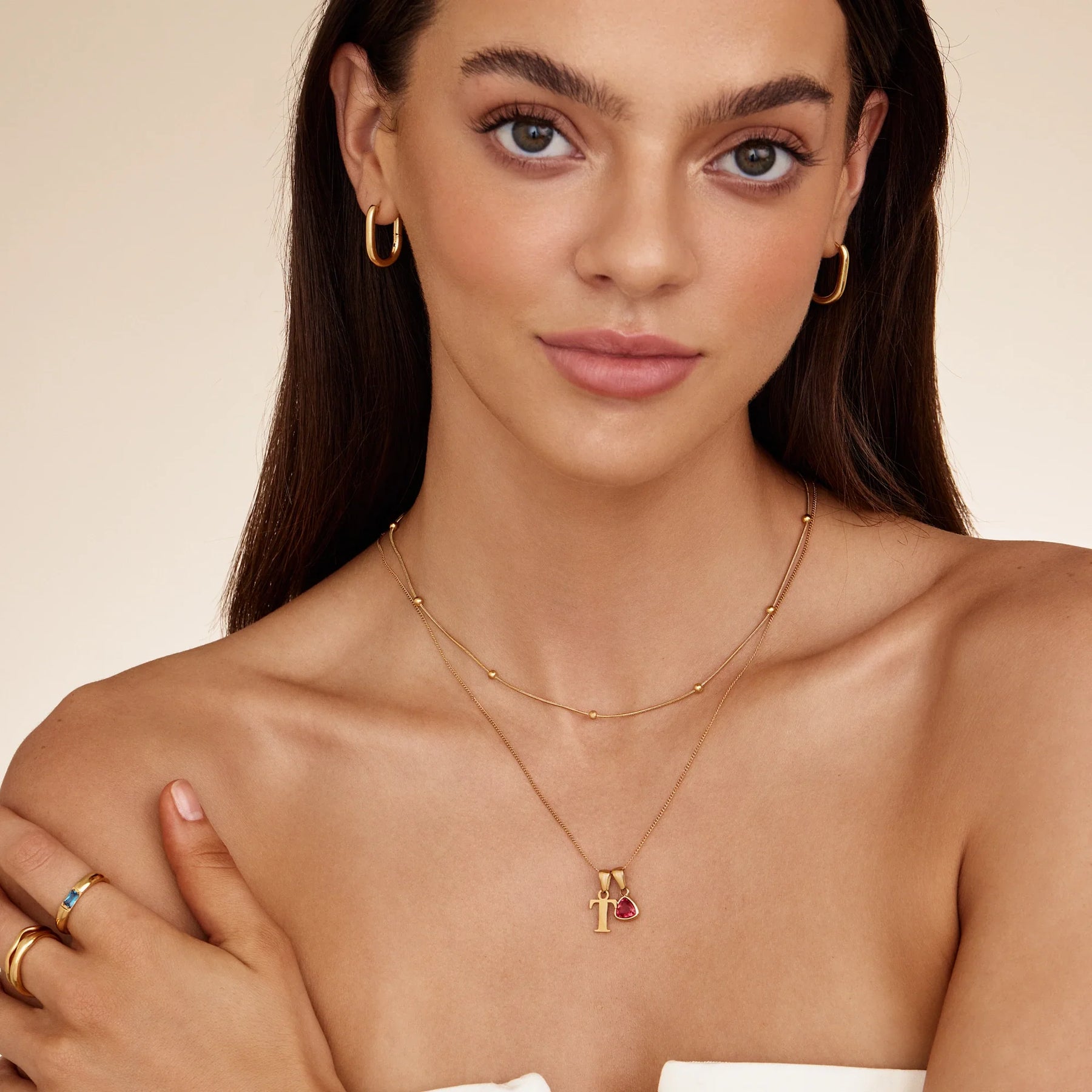 Colar Inicial com Pedra do Mês