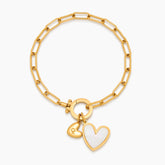 Pulseira Duo Coração com Inicial Personalizável Dourada 18K Saffyro