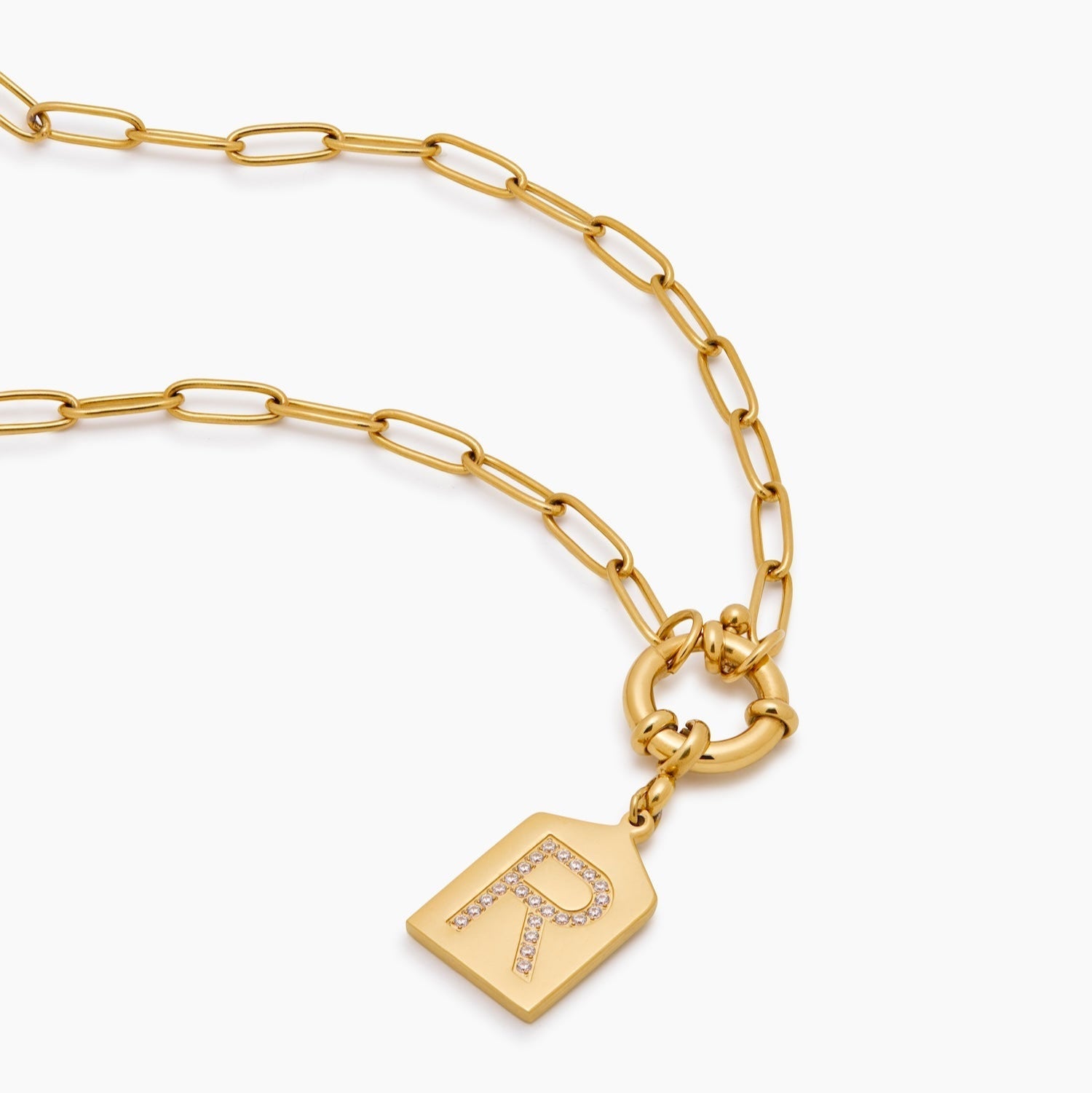 Colar Inicial Cravejado Banhado Ouro 18K